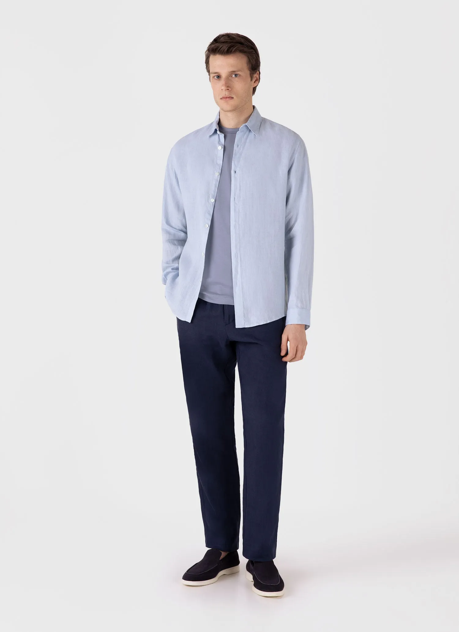 Men's Riviera Midweight T-shirt in Vintage Blue Sunspel