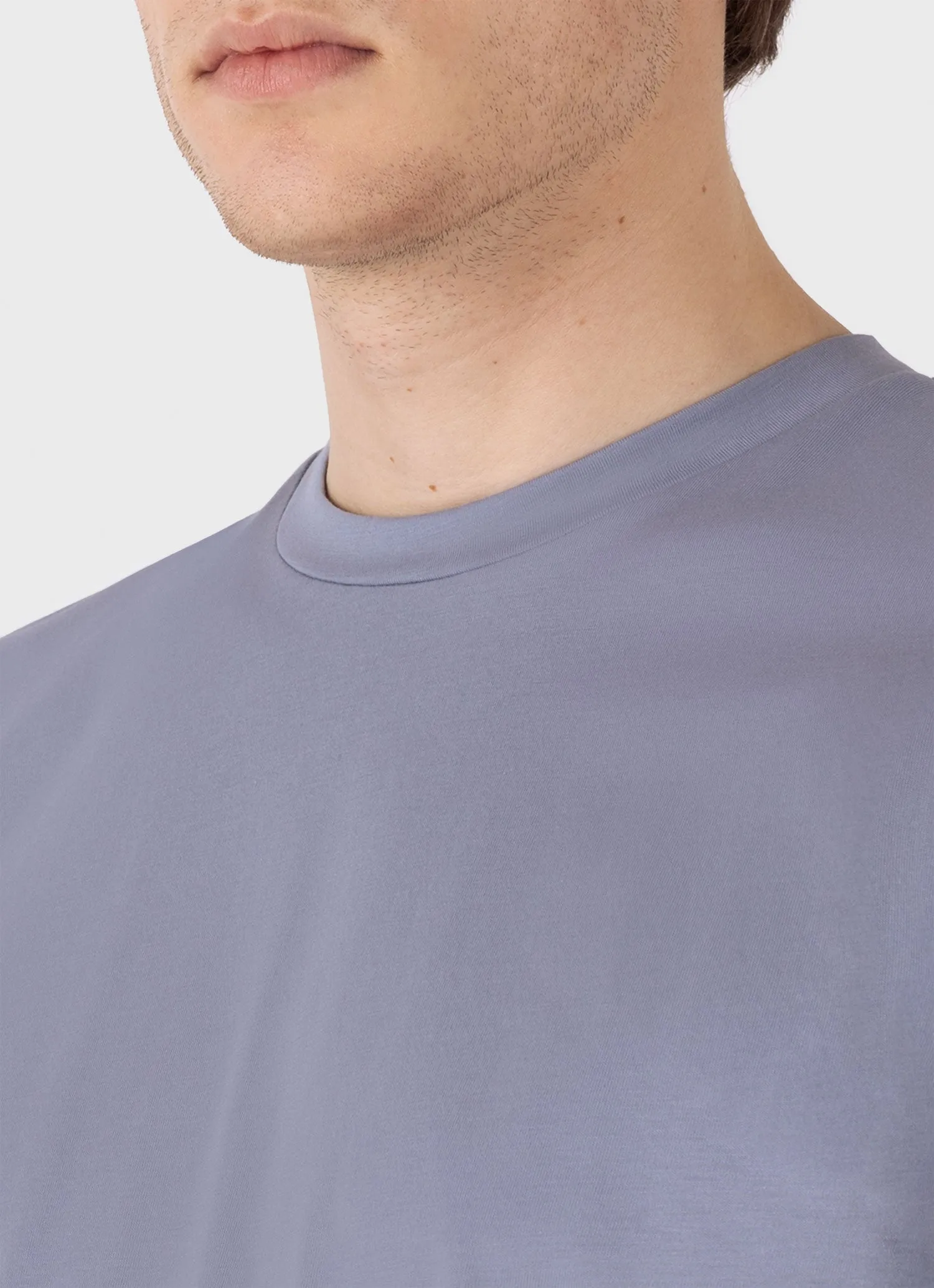 Men's Riviera Midweight T-shirt in Vintage Blue Sunspel