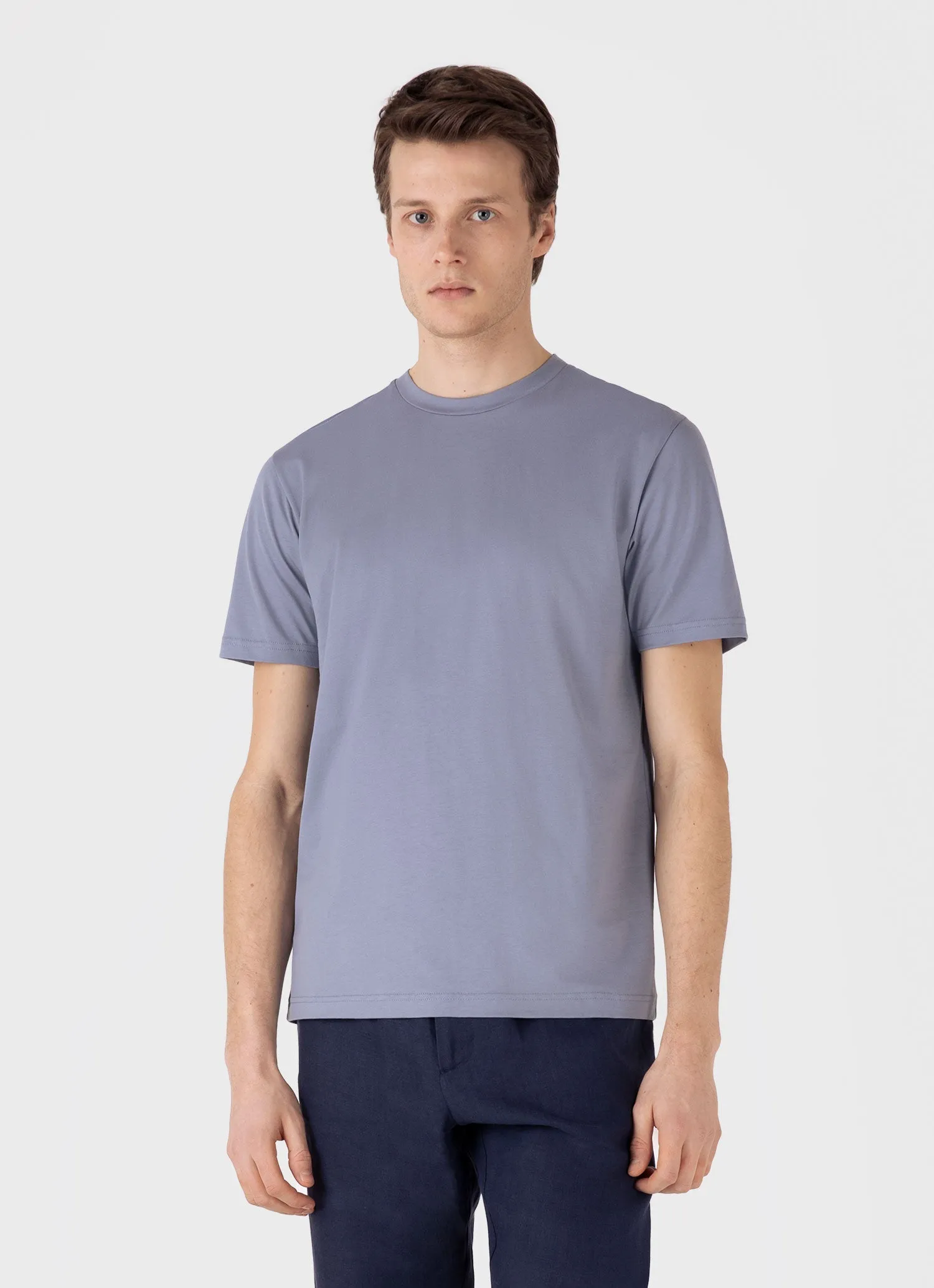 Men's Riviera Midweight T-shirt in Vintage Blue Sunspel