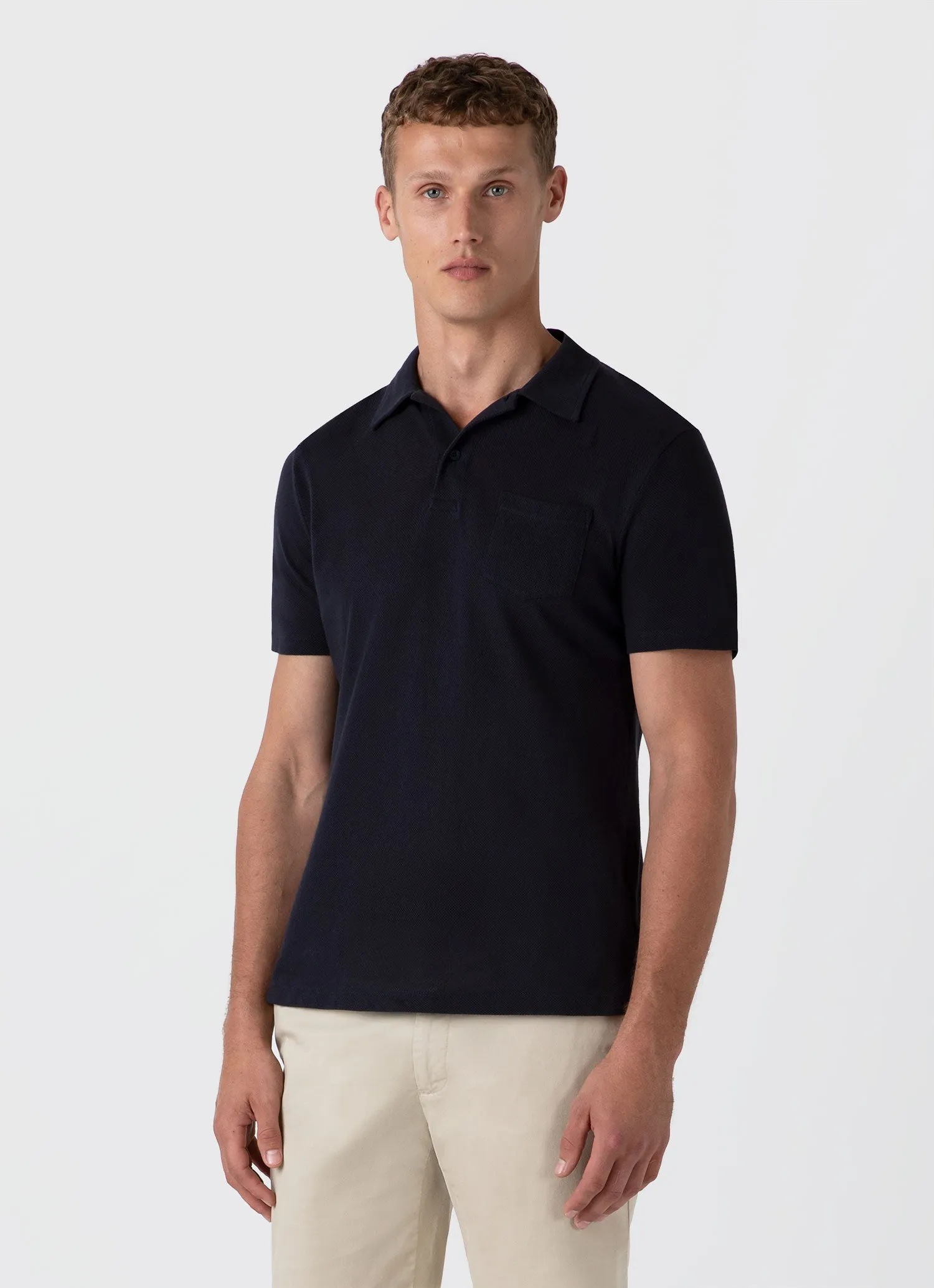 Men's Riviera Polo Shirt in Navy Sunspel