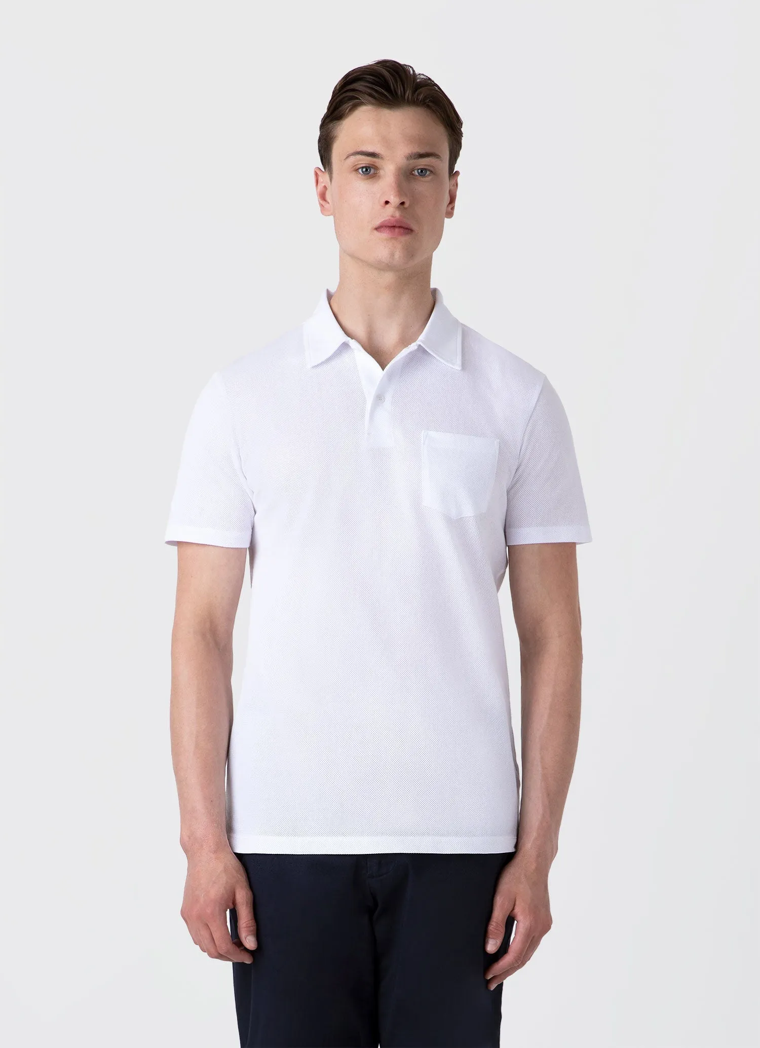 Men's Riviera Polo Shirt in White Sunspel