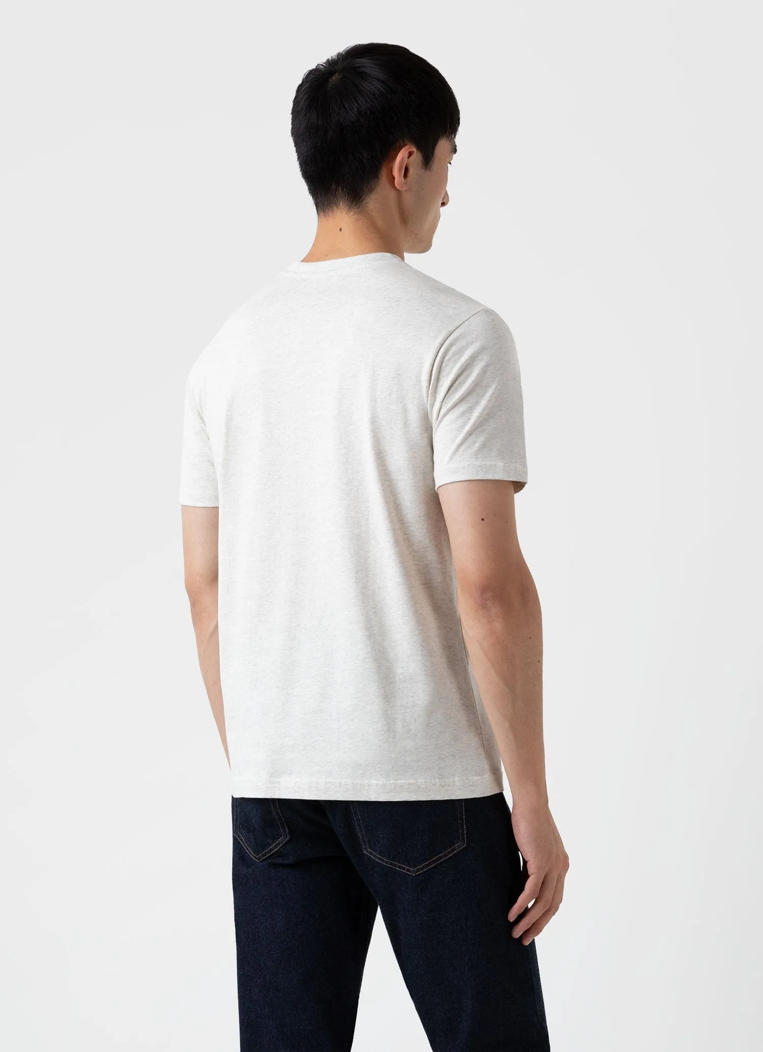 Men's Riviera T-shirt in Archive White Melange Sunspel