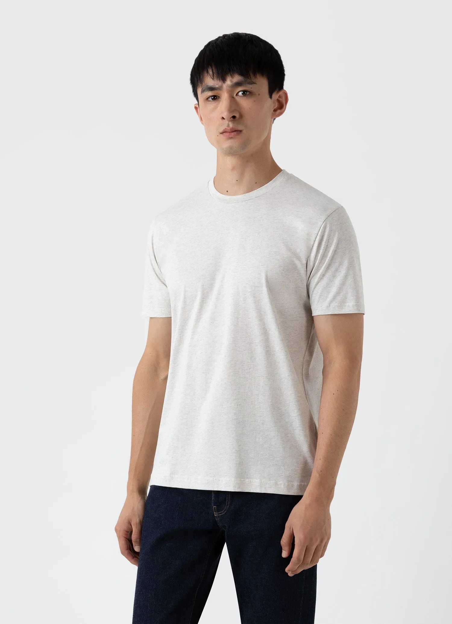 Men's Riviera T-shirt in Archive White Melange Sunspel