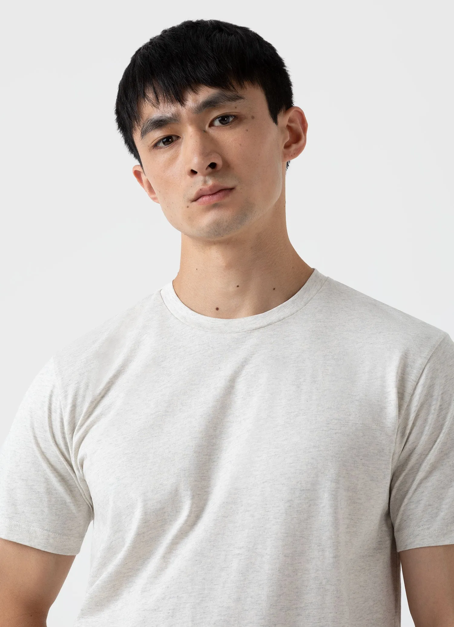 Men's Riviera T-shirt in Archive White Melange Sunspel