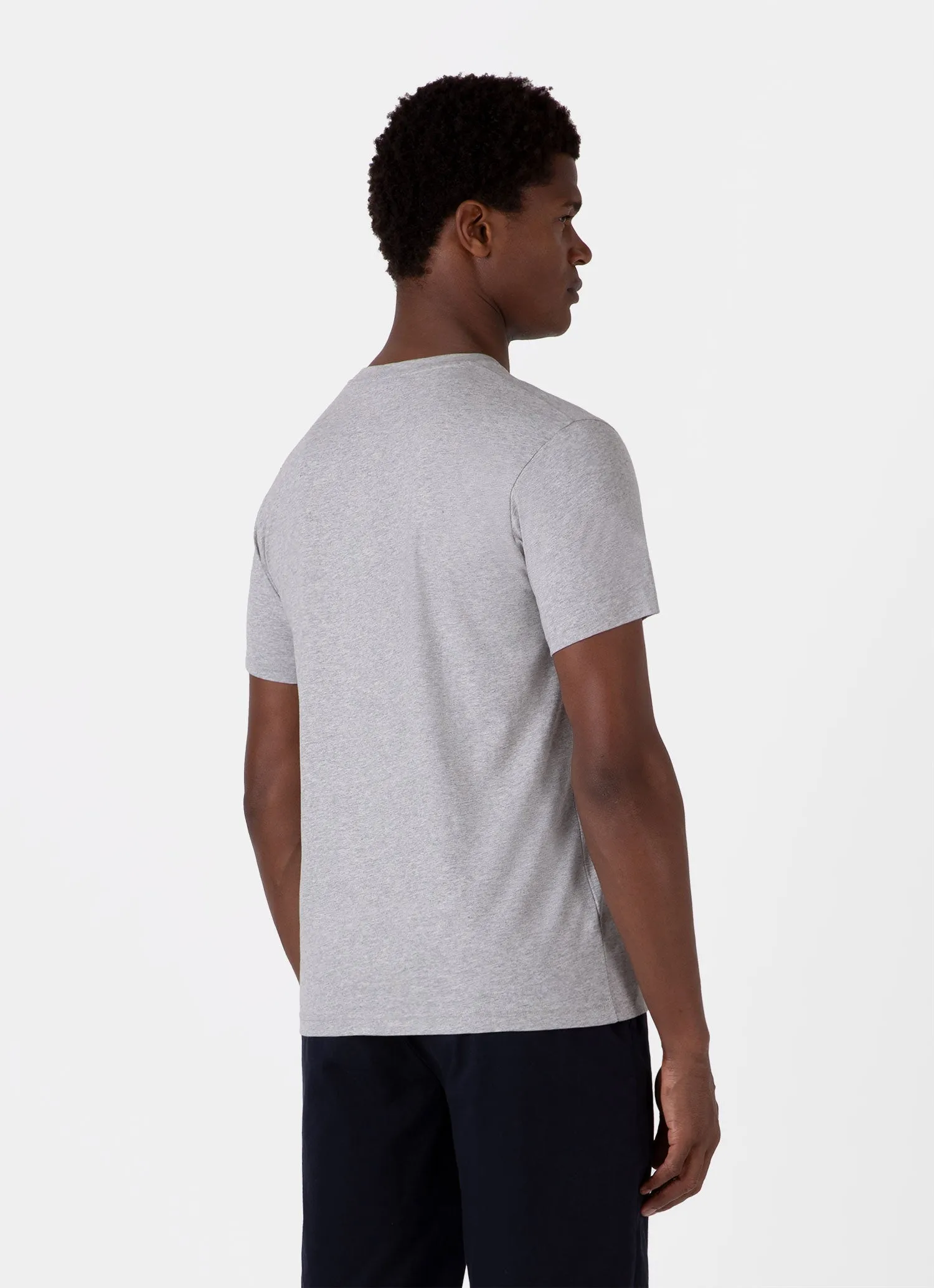 Men's Riviera T-shirt in Grey Melange Sunspel