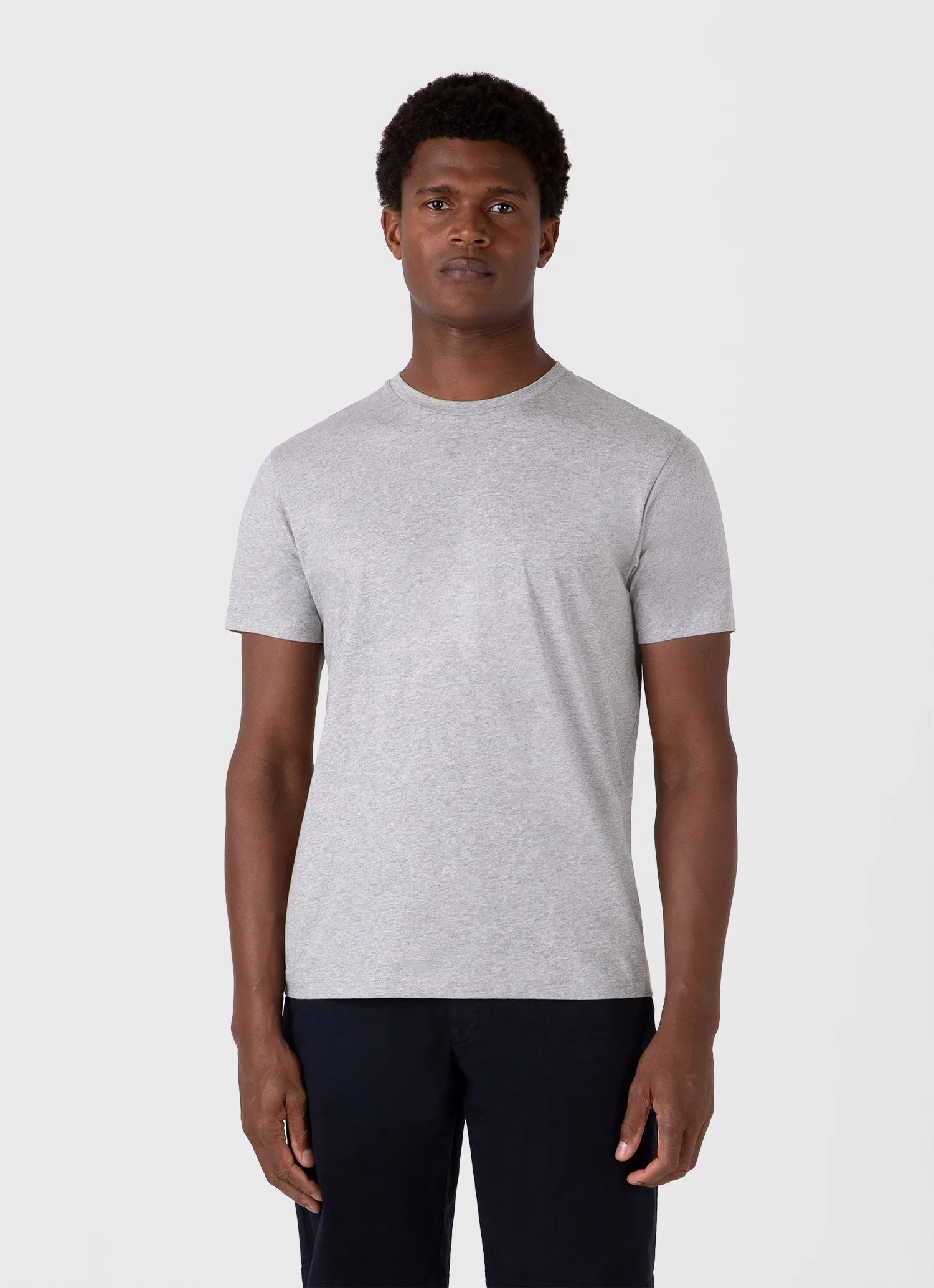 Men's Riviera T-shirt in Grey Melange Sunspel