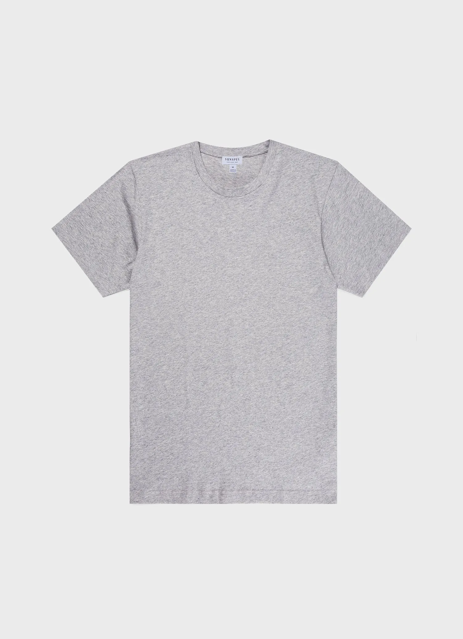 Men's Riviera T-shirt in Grey Melange Sunspel
