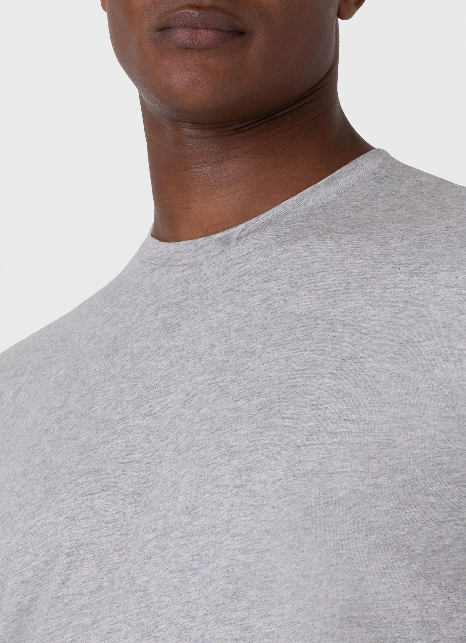 Men's Riviera T-shirt in Grey Melange Sunspel