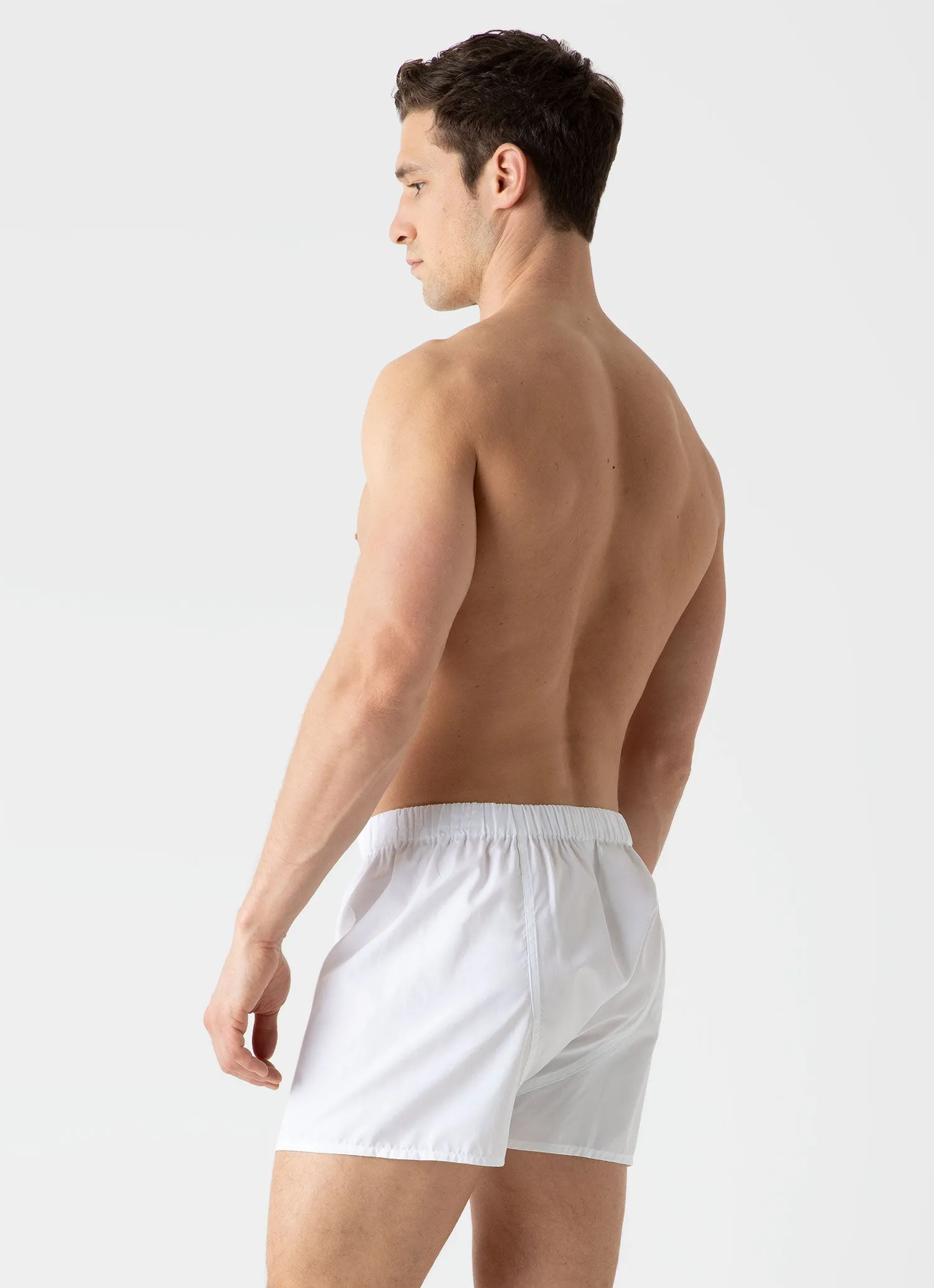 Men's Sea Island Cotton Boxer Short in White Sunspel