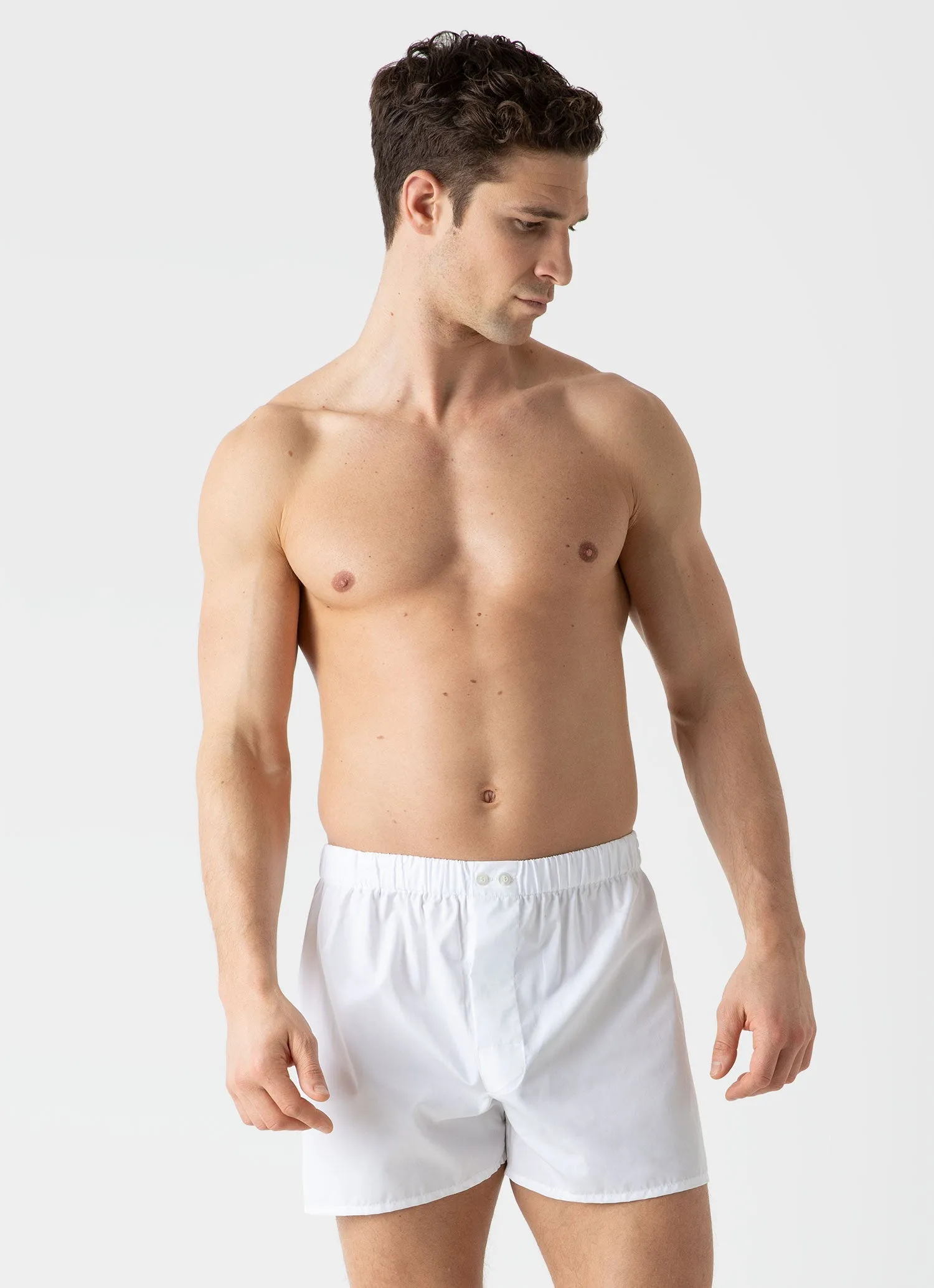 Men's Sea Island Cotton Boxer Short in White Sunspel