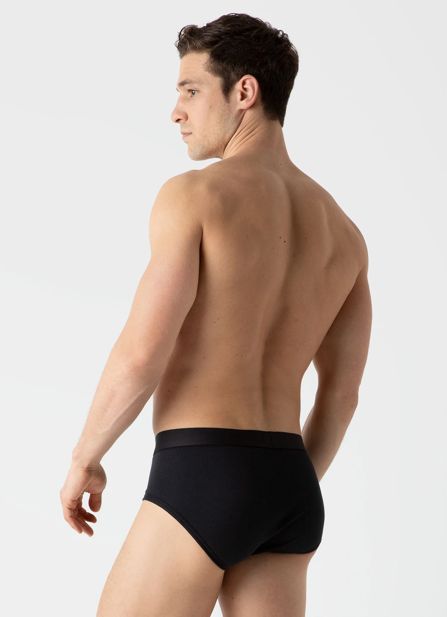 Men's Sea Island Cotton Briefs in Black Sunspel