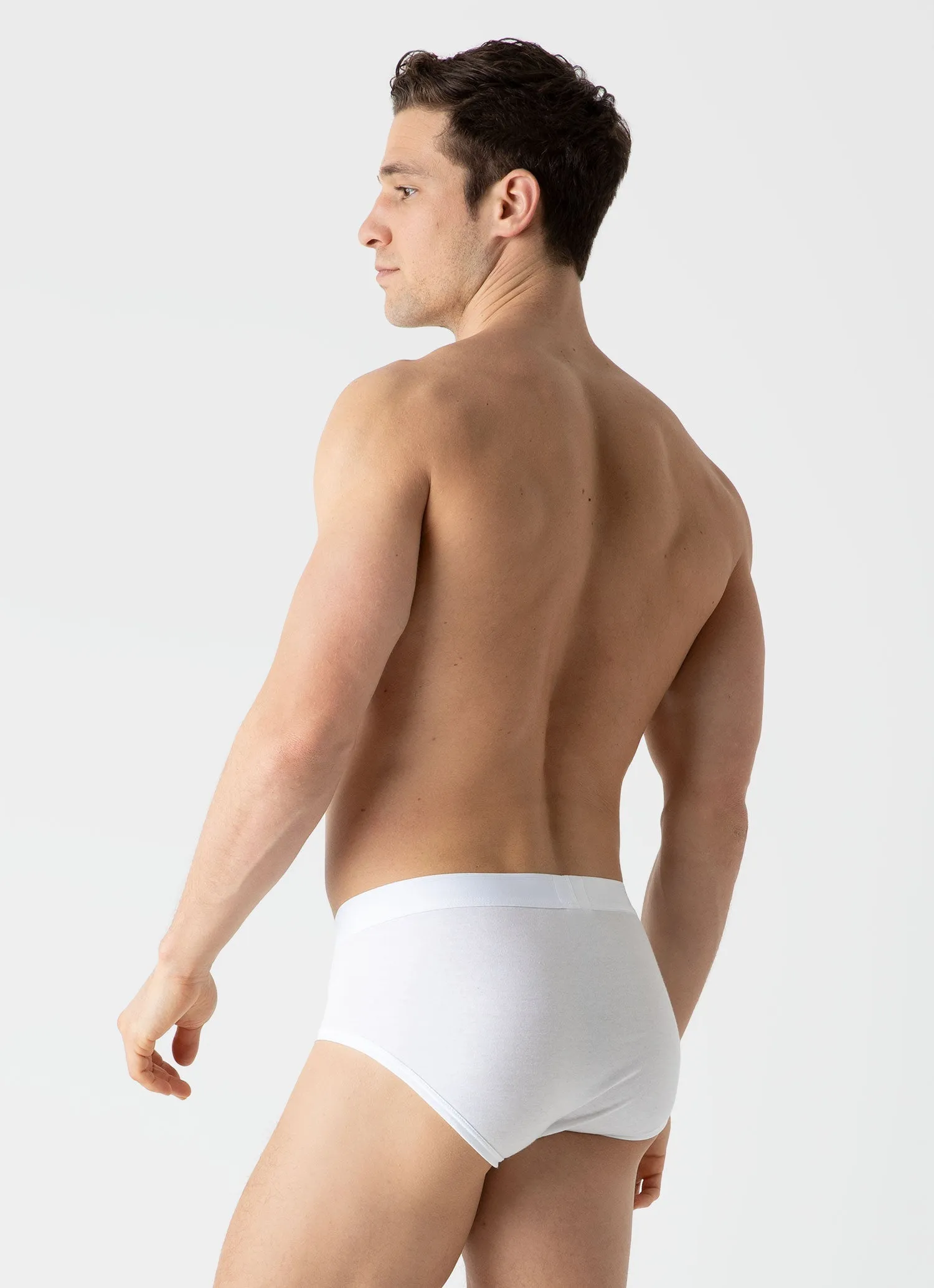 Men's Sea Island Cotton Briefs in White Sunspel
