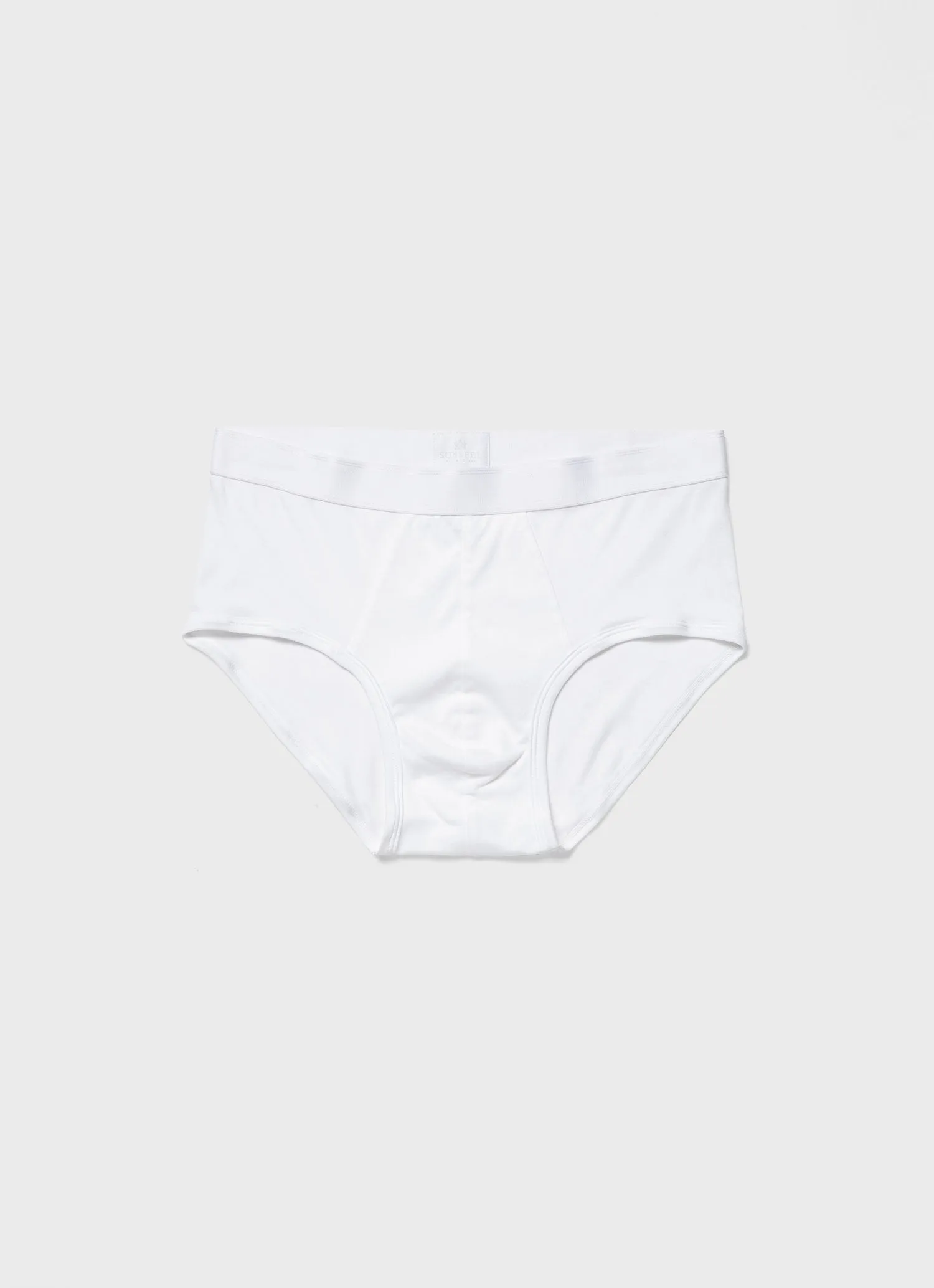 Men's Sea Island Cotton Briefs in White Sunspel