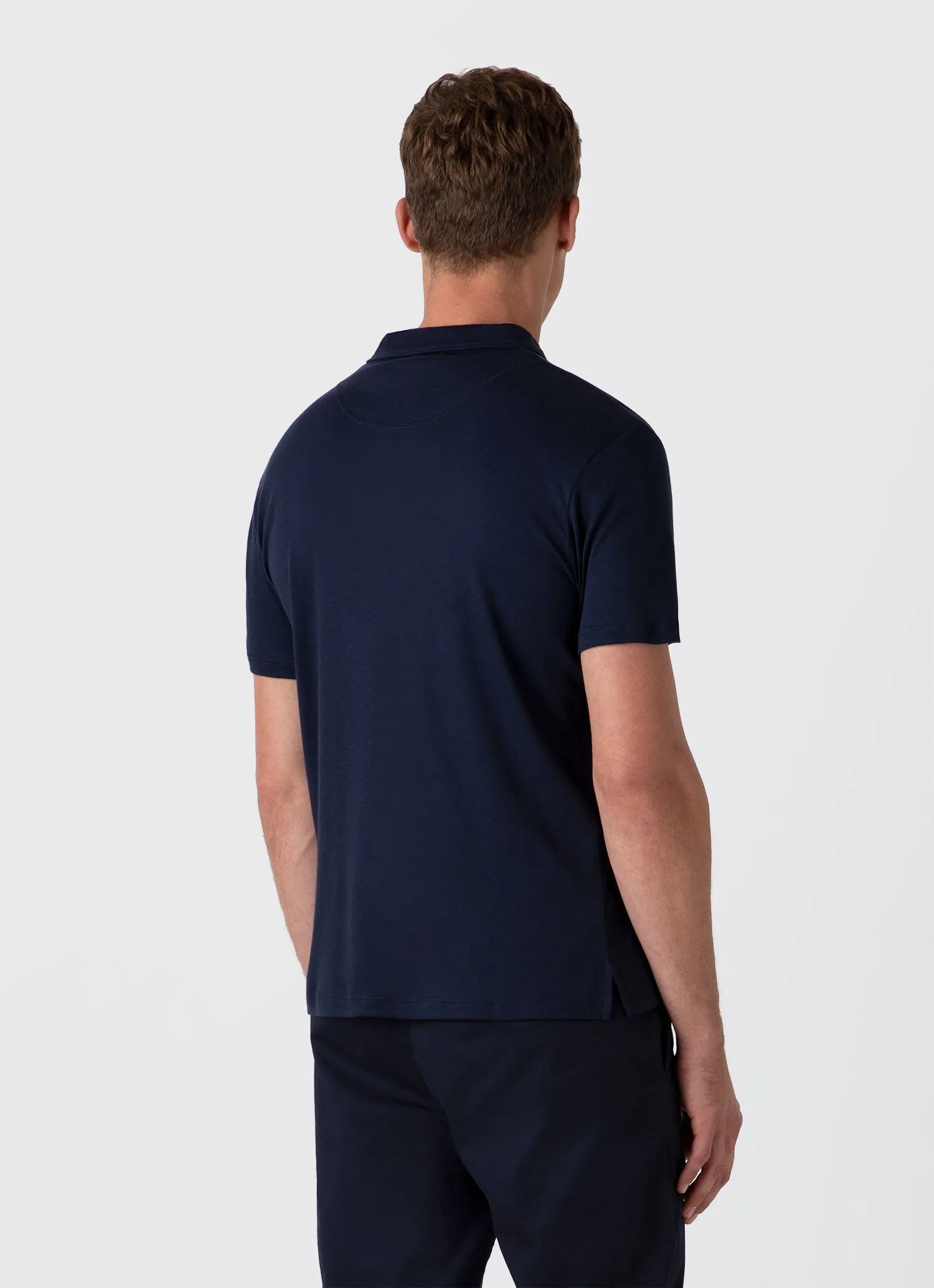 Men's Sea Island Cotton Riviera Polo Shirt in Navy Sunspel