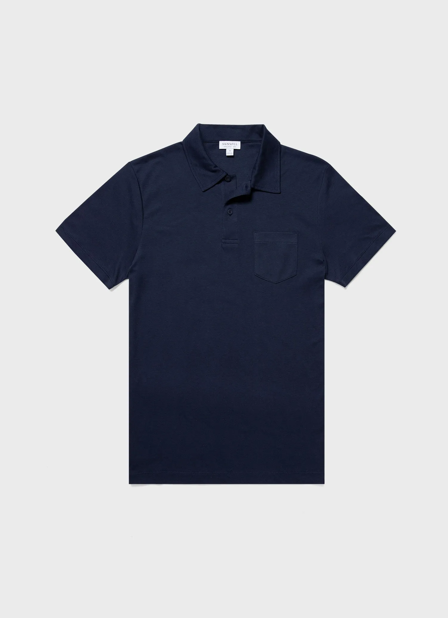 Men's Sea Island Cotton Riviera Polo Shirt in Navy Sunspel