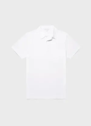 Men's Sea Island Cotton Riviera Polo Shirt in White Sunspel