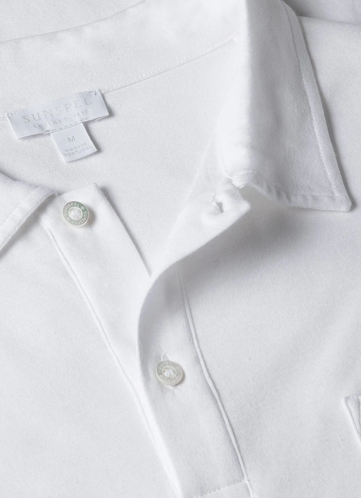 Men's Sea Island Cotton Riviera Polo Shirt in White Sunspel