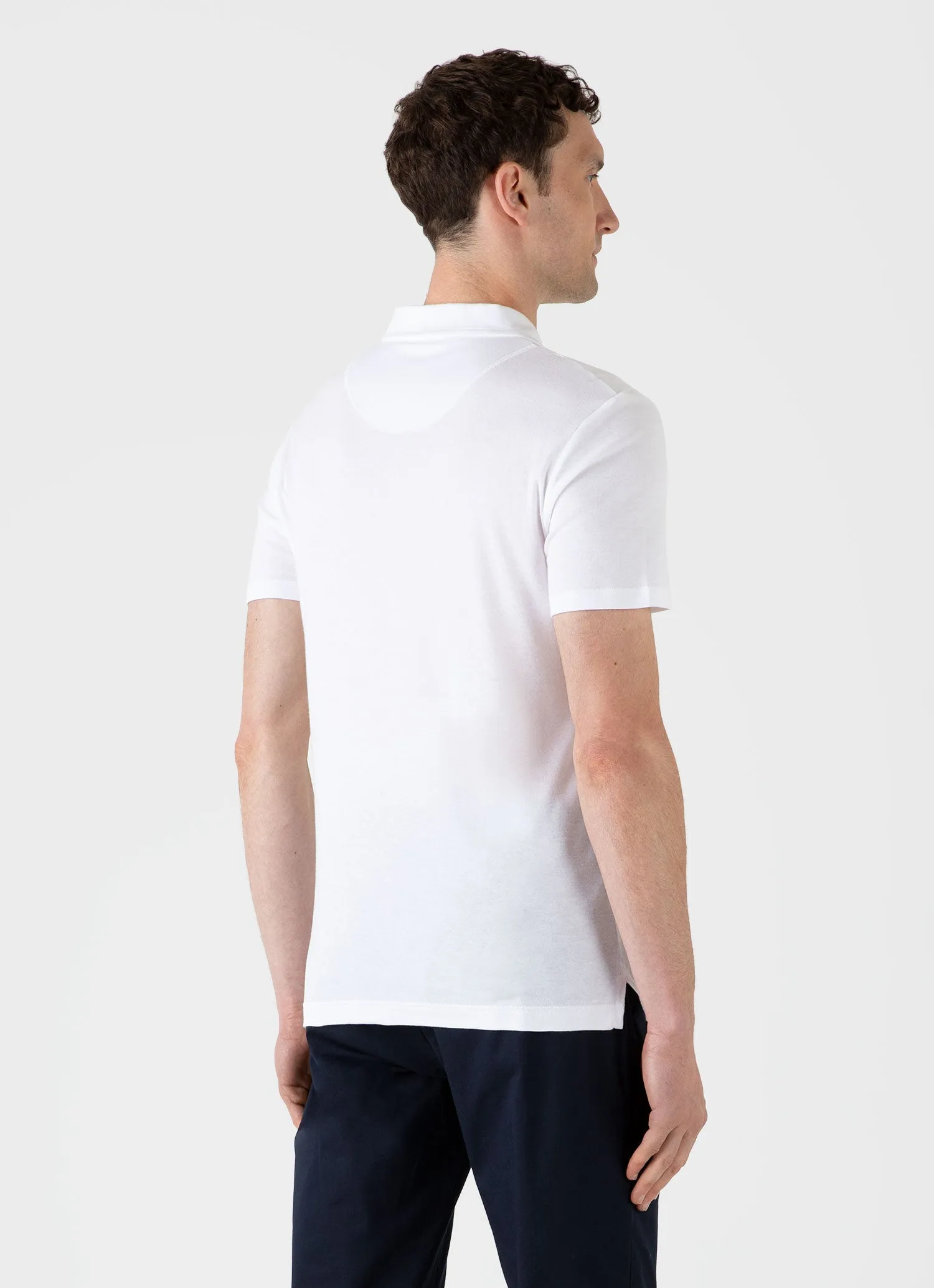 Men's Sea Island Cotton Riviera Polo Shirt in White Sunspel