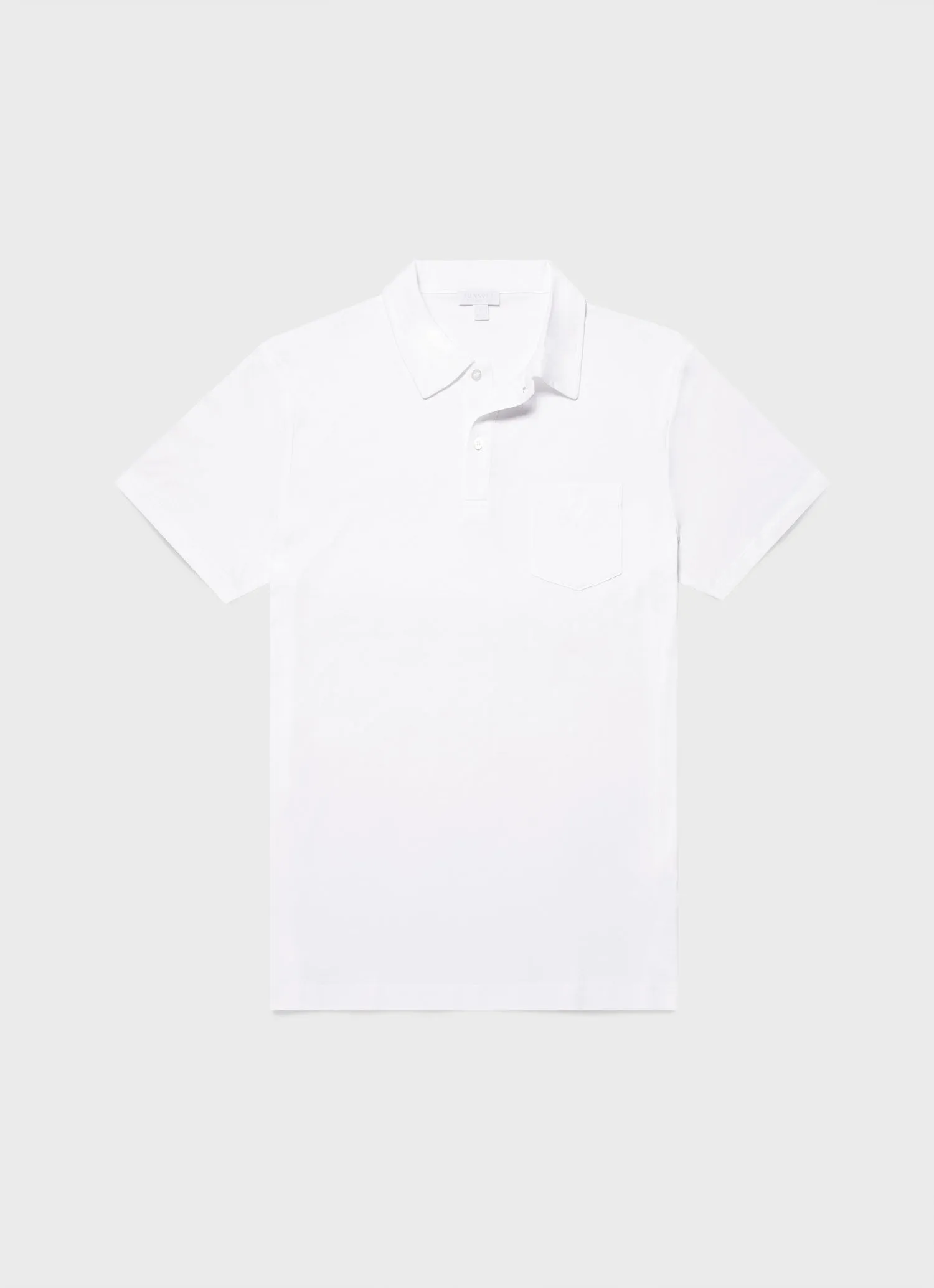 Men's Sea Island Cotton Riviera Polo Shirt in White Sunspel