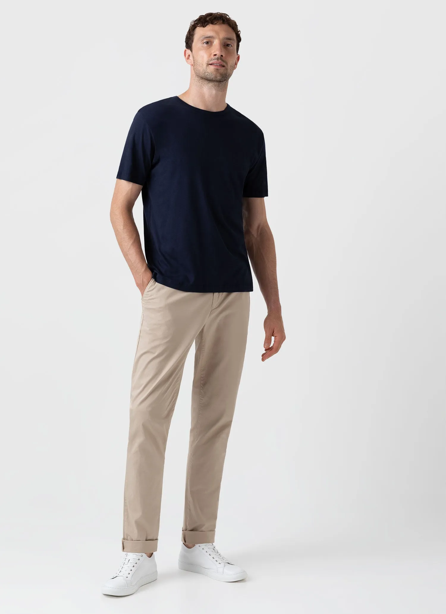 Men's Sea Island Cotton T-shirt in Navy Sunspel