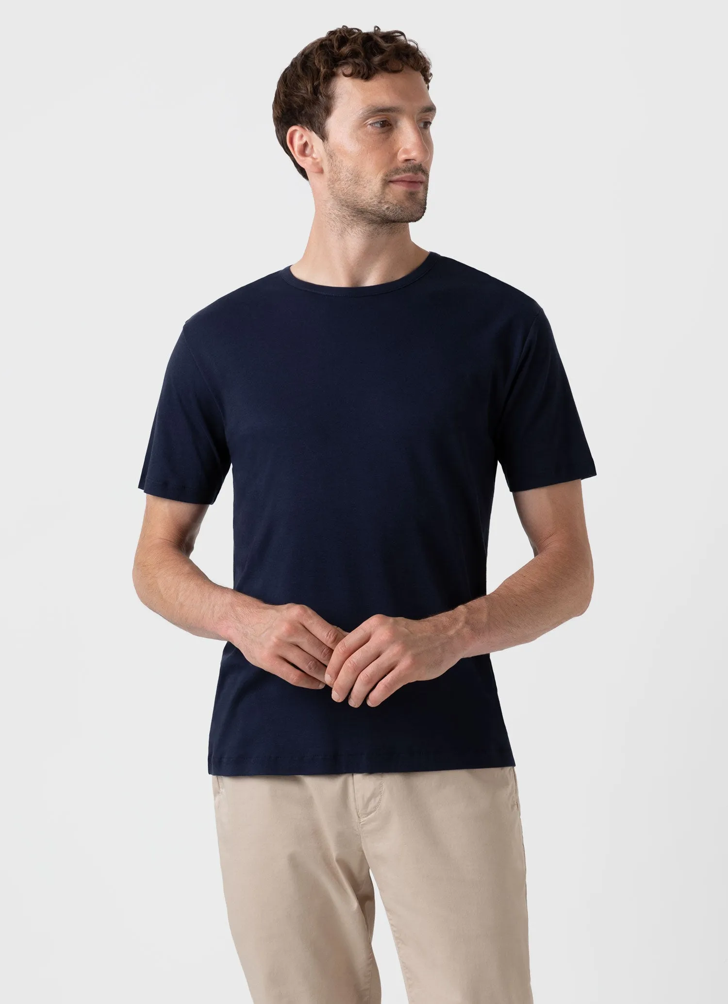 Men's Sea Island Cotton T-shirt in Navy Sunspel