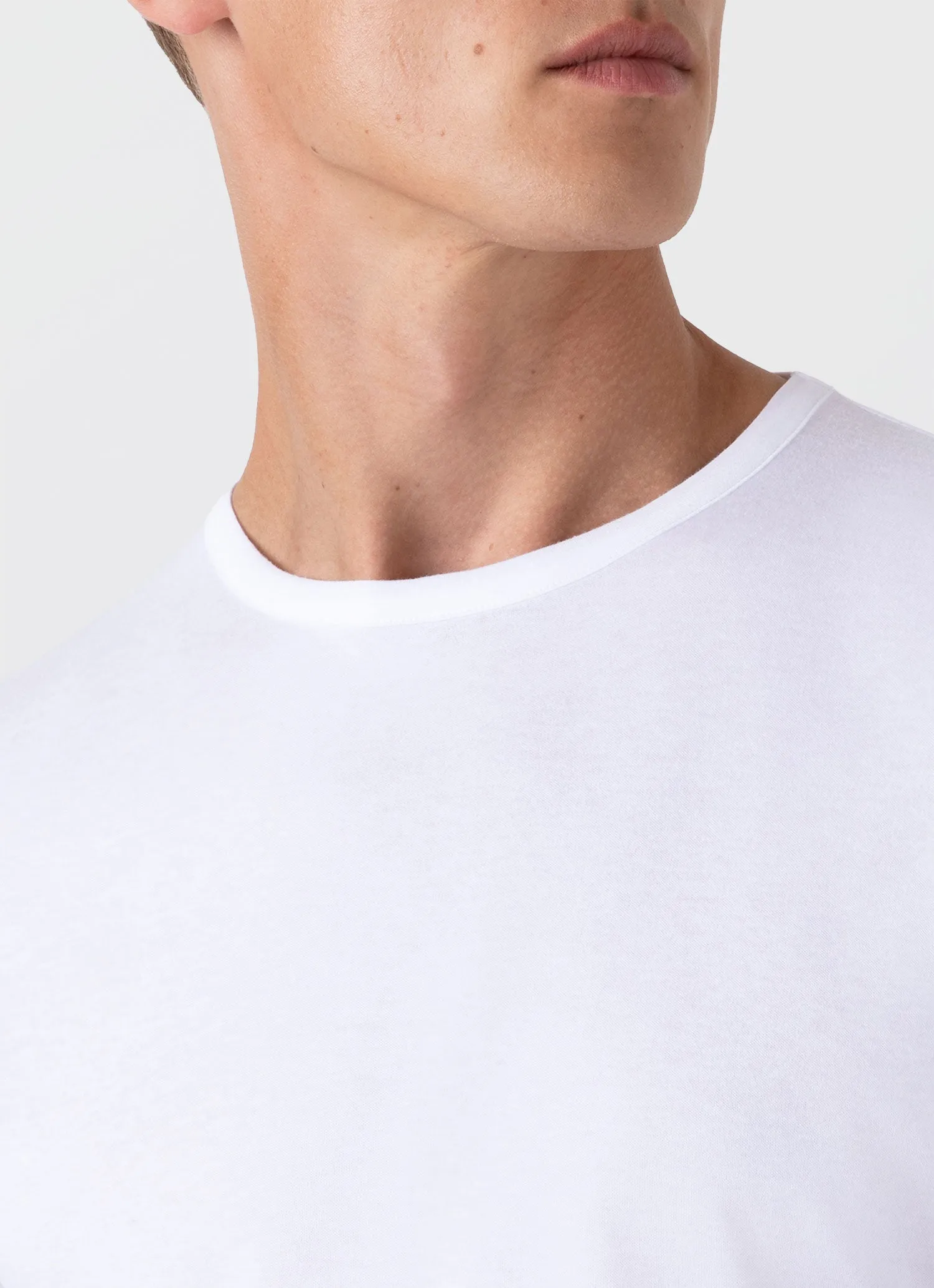 Men's Sea Island Cotton T-shirt in White Sunspel