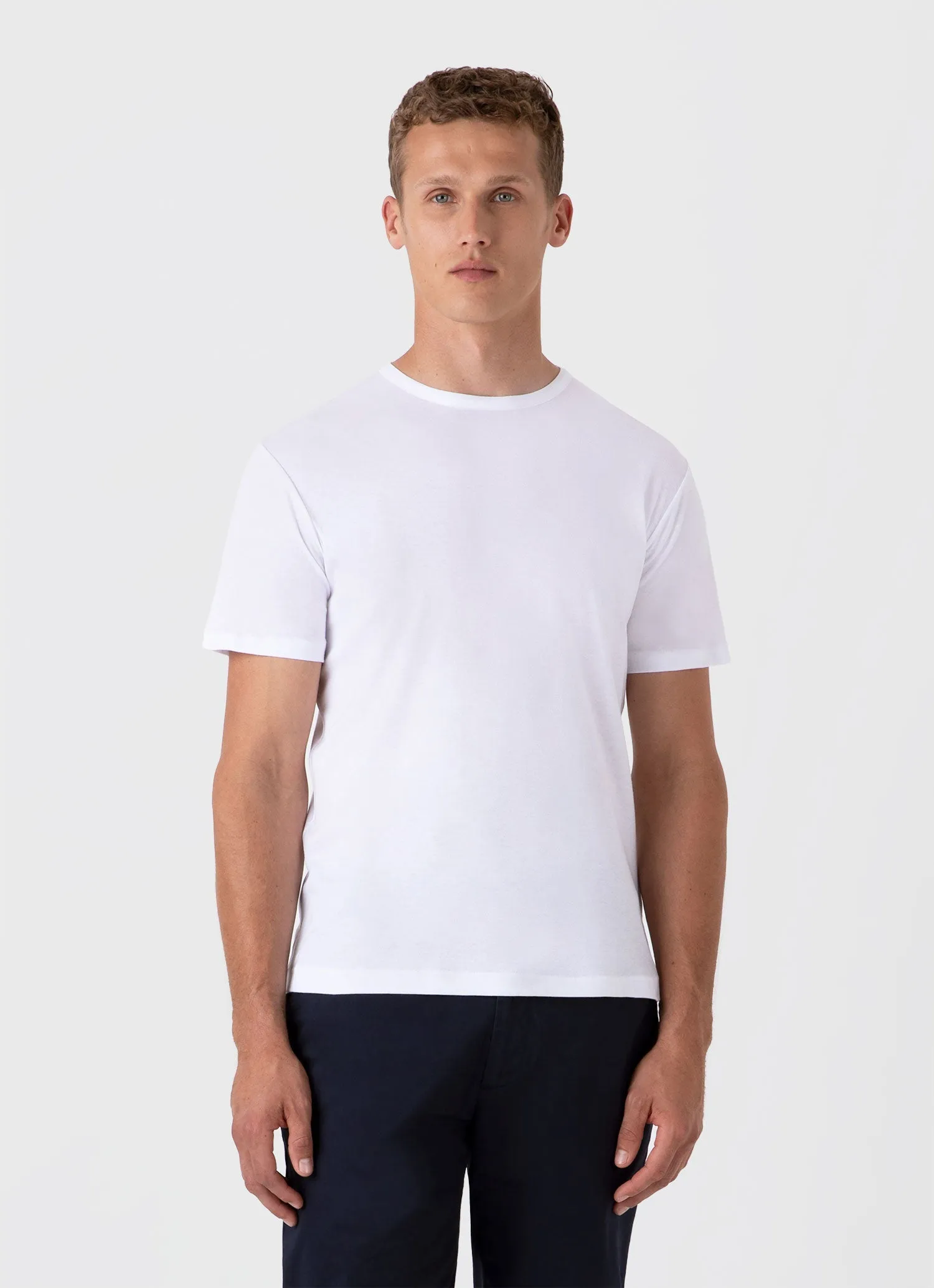 Men's Sea Island Cotton T-shirt in White Sunspel