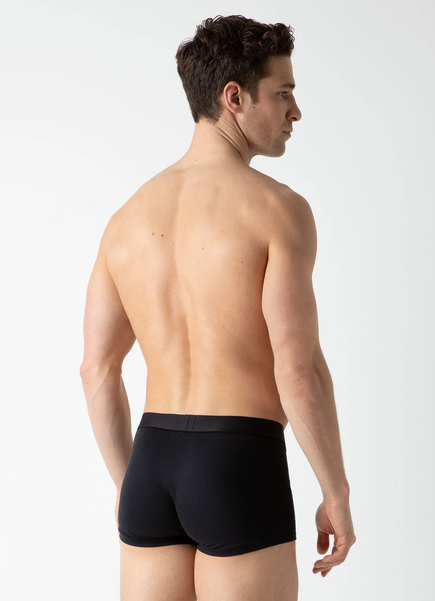 Men's Sea Island Cotton Trunks in Black Sunspel