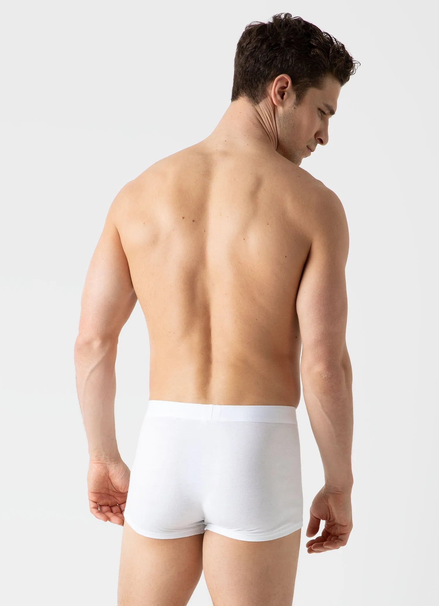 Men's Sea Island Cotton Trunks in White Sunspel