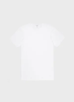 Men's Sea Island Cotton Underwear T-shirt in White Sunspel