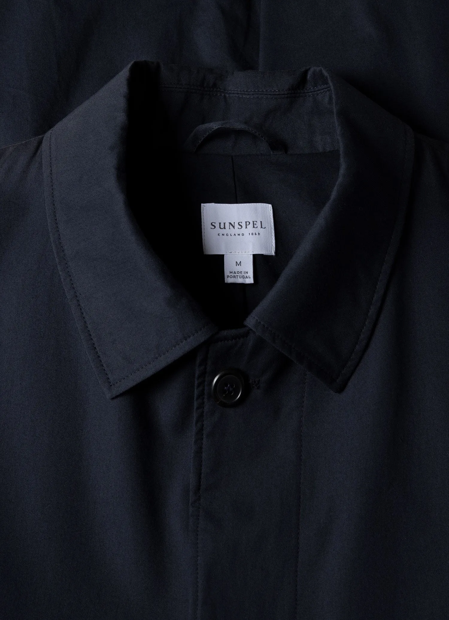 Men's Showerproof Cotton Mac in Navy Sunspel