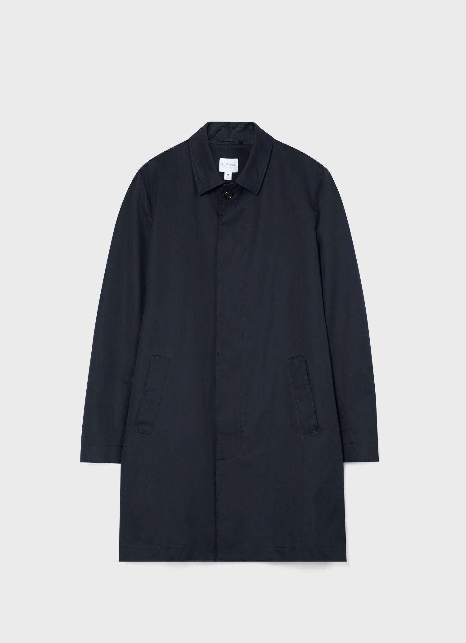 Men's Showerproof Cotton Mac in Navy Sunspel