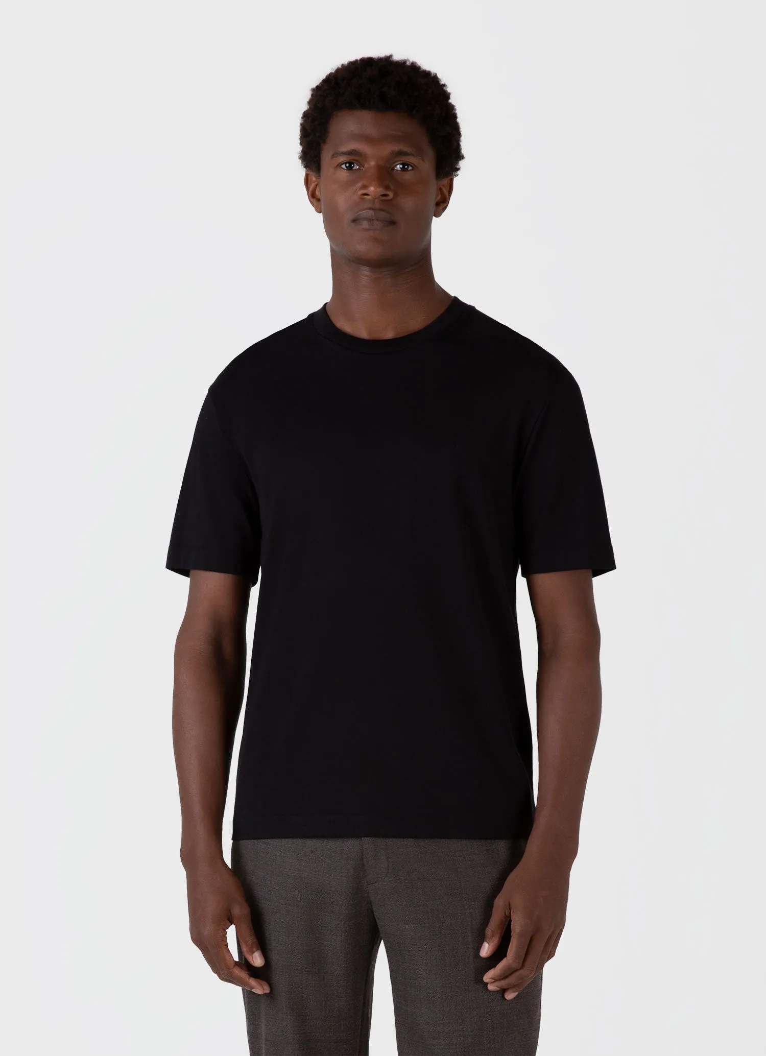 Men's Silk Cotton T-shirt in Black Sunspel