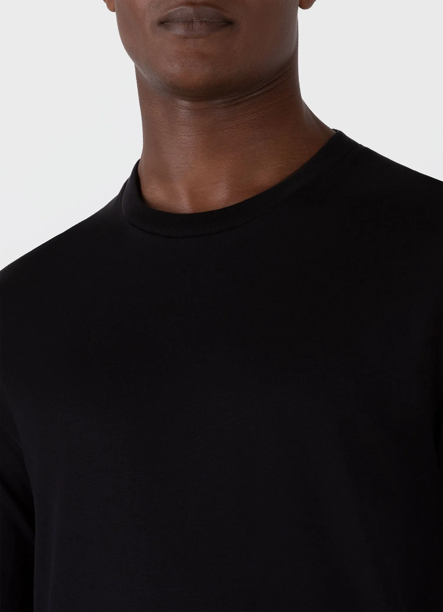 Men's Silk Cotton T-shirt in Black Sunspel
