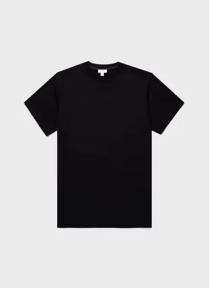 Men's Silk Cotton T-shirt in Black Sunspel