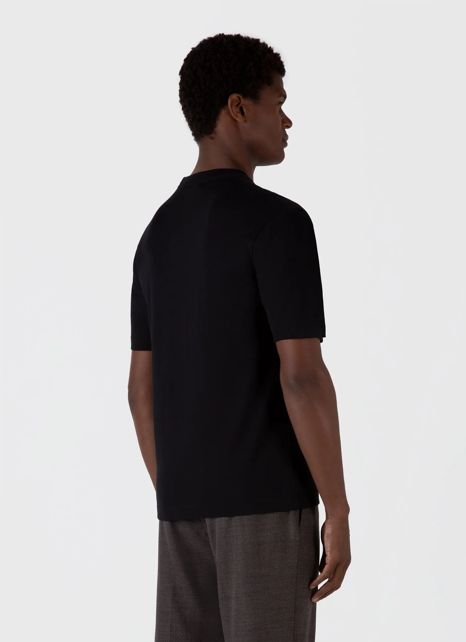 Men's Silk Cotton T-shirt in Black Sunspel