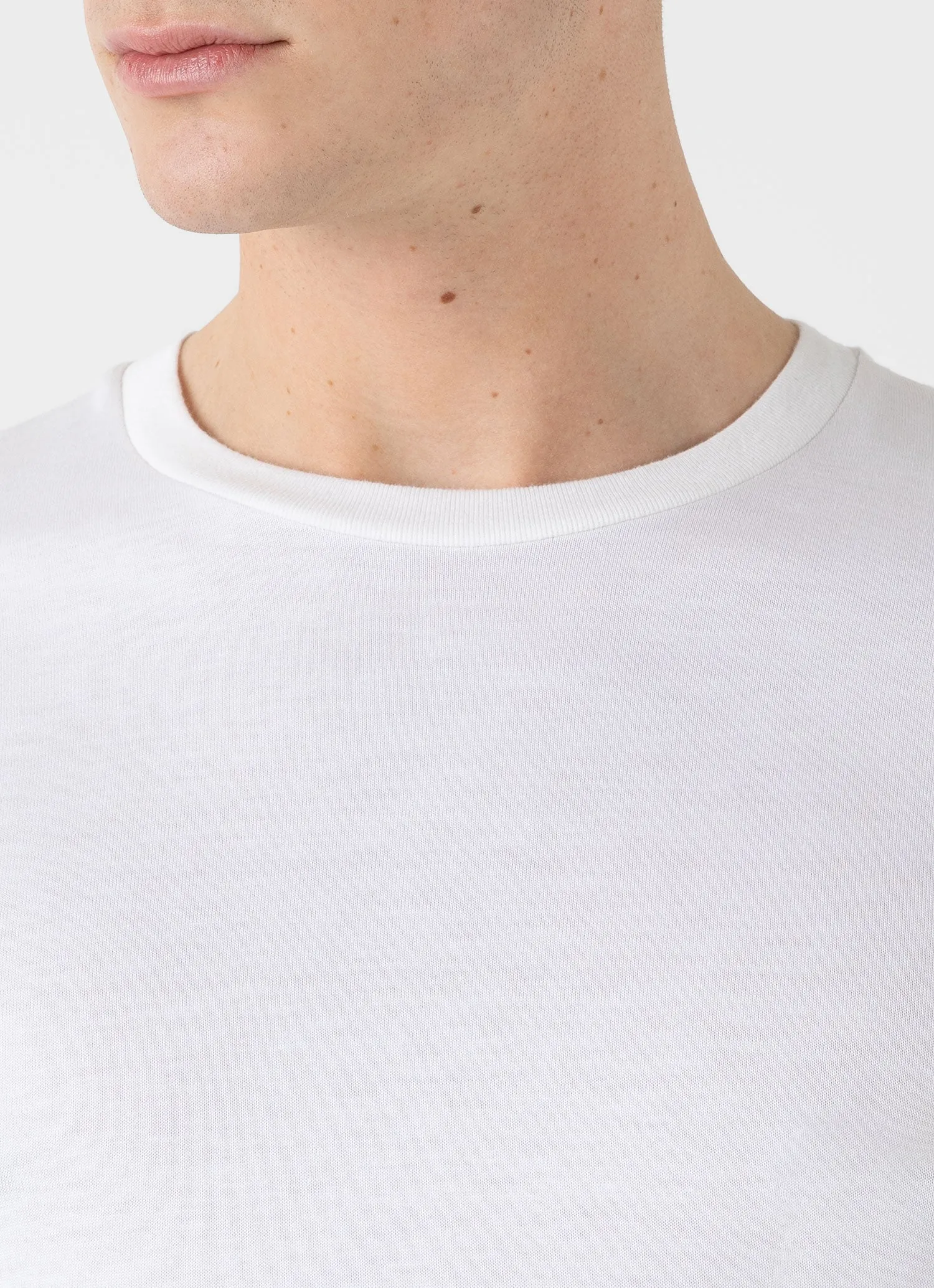 Men's Silk Cotton T-shirt in White Sunspel