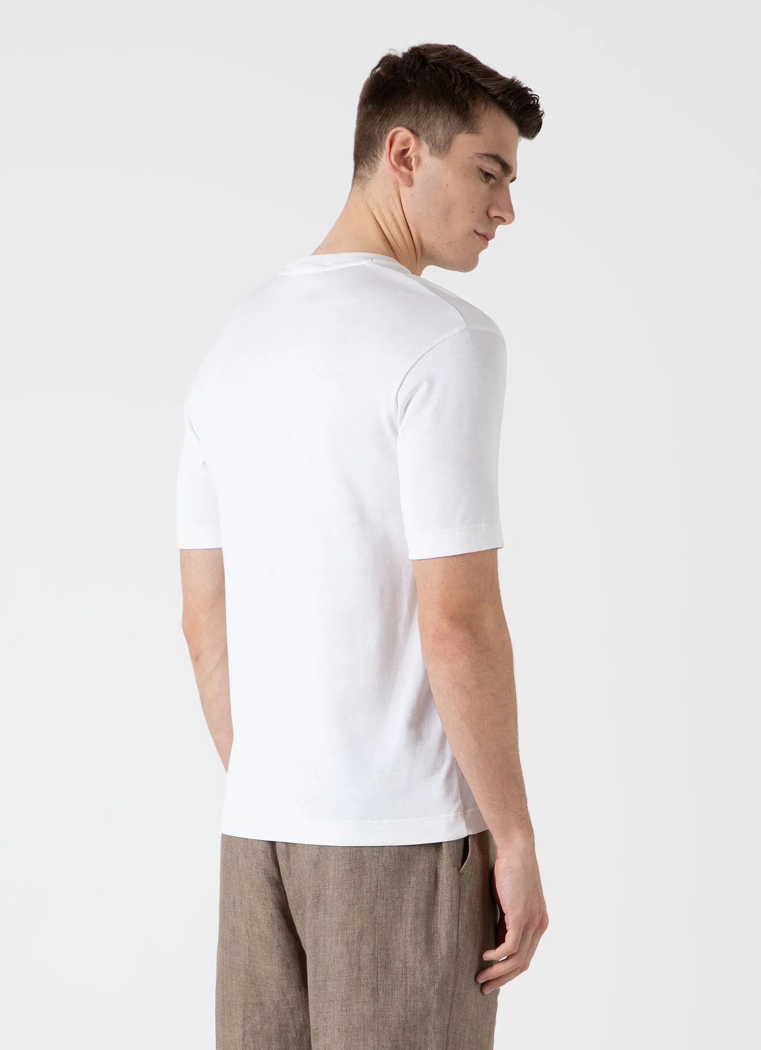 Men's Silk Cotton T-shirt in White Sunspel