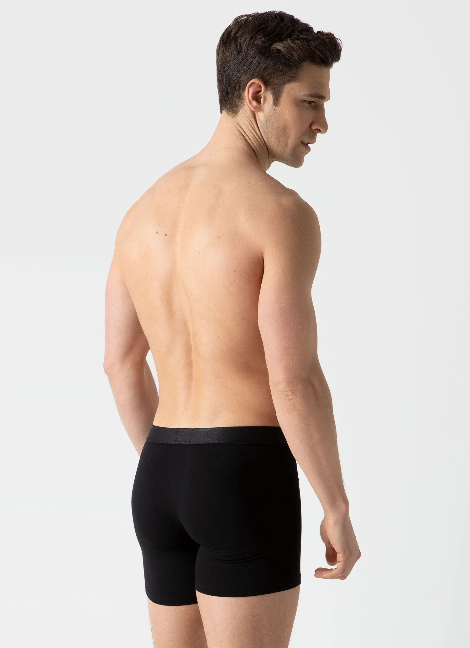 Men's Stretch Cotton Boxer Briefs in Black Sunspel