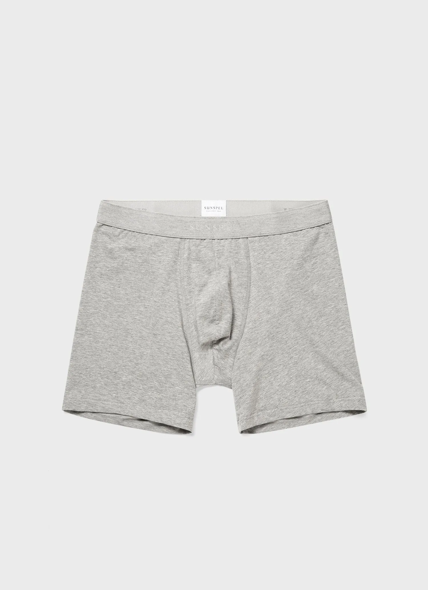 Men's Stretch Cotton Boxer Briefs in Grey Melange Sunspel