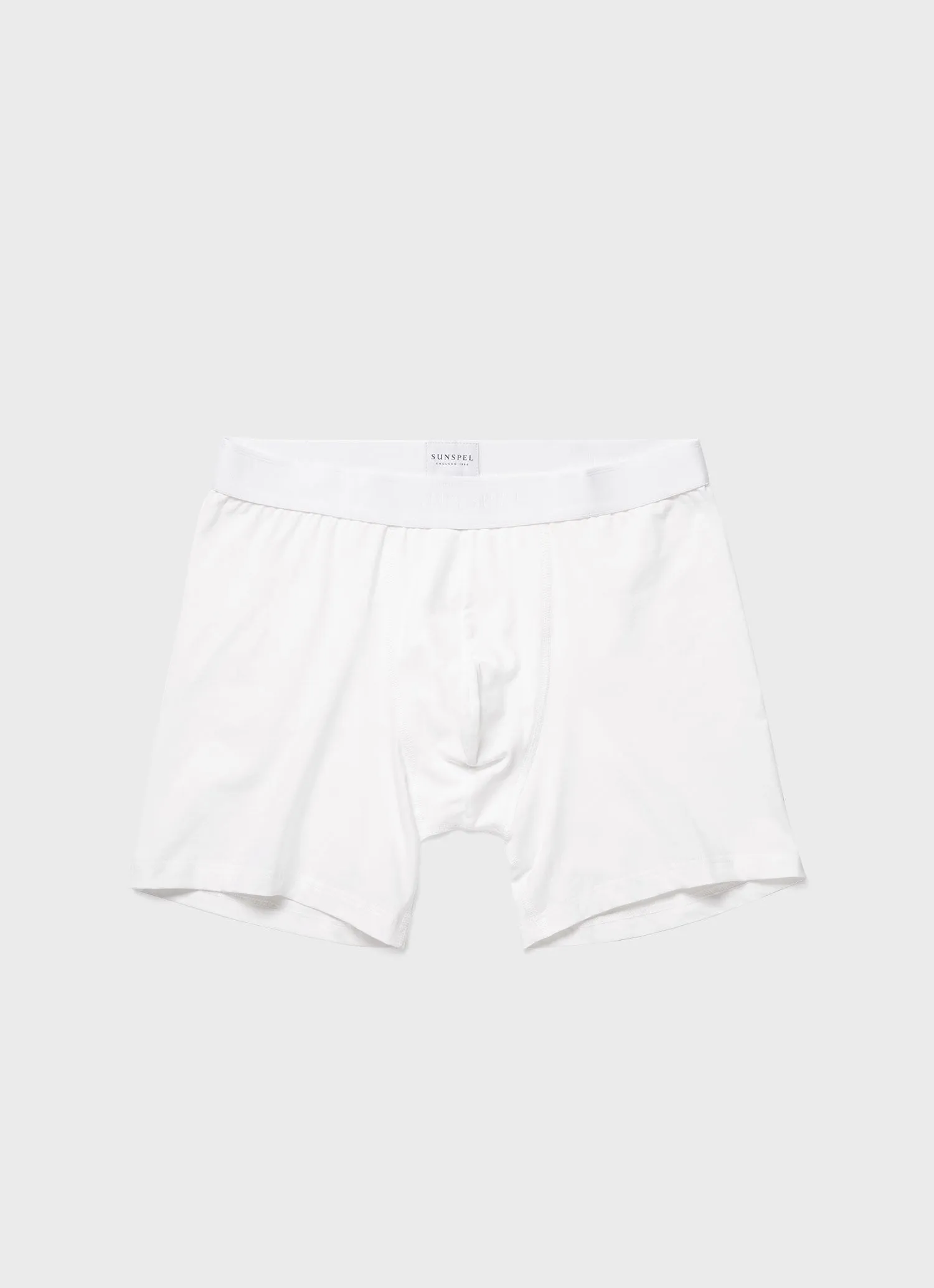 Men's Stretch Cotton Boxer Briefs in White Sunspel