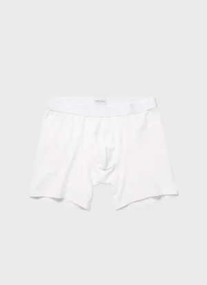 Men's Stretch Cotton Boxer Briefs in White Sunspel