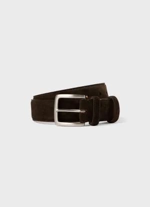 Men's Suede Belt in Brown Sunspel