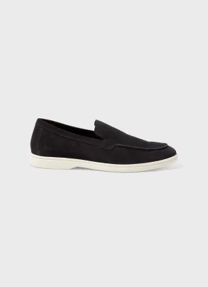 Men's Suede Loafer in Navy Sunspel