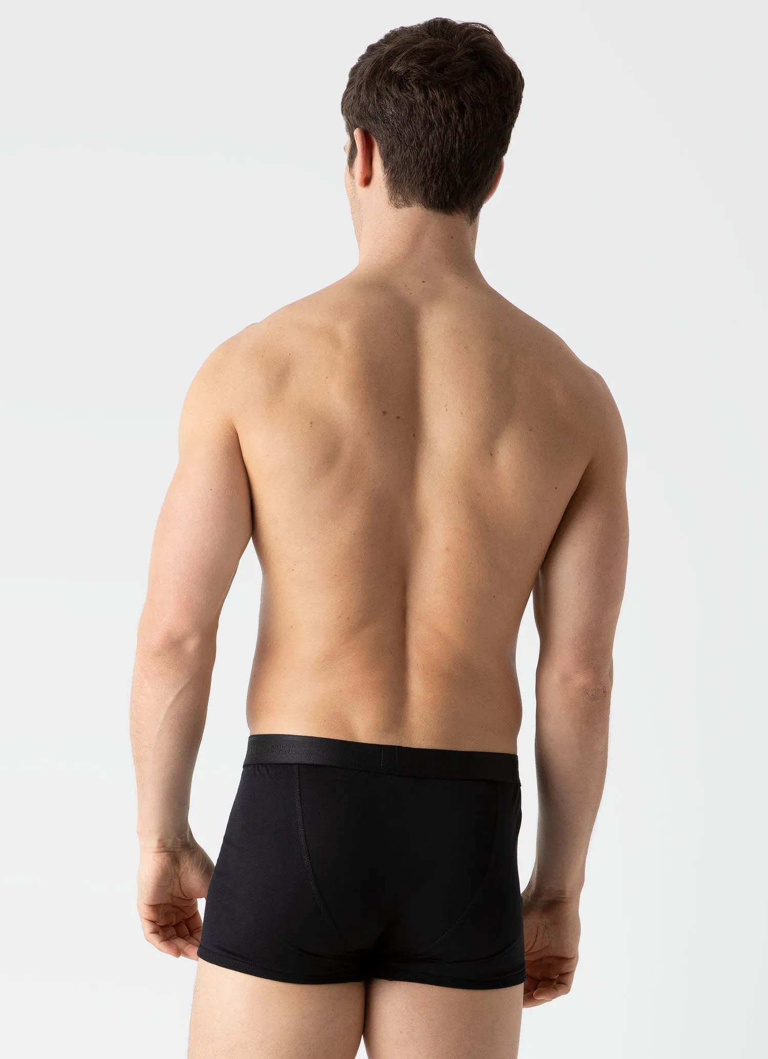 Men's Superfine Cotton Trunks in Black Sunspel