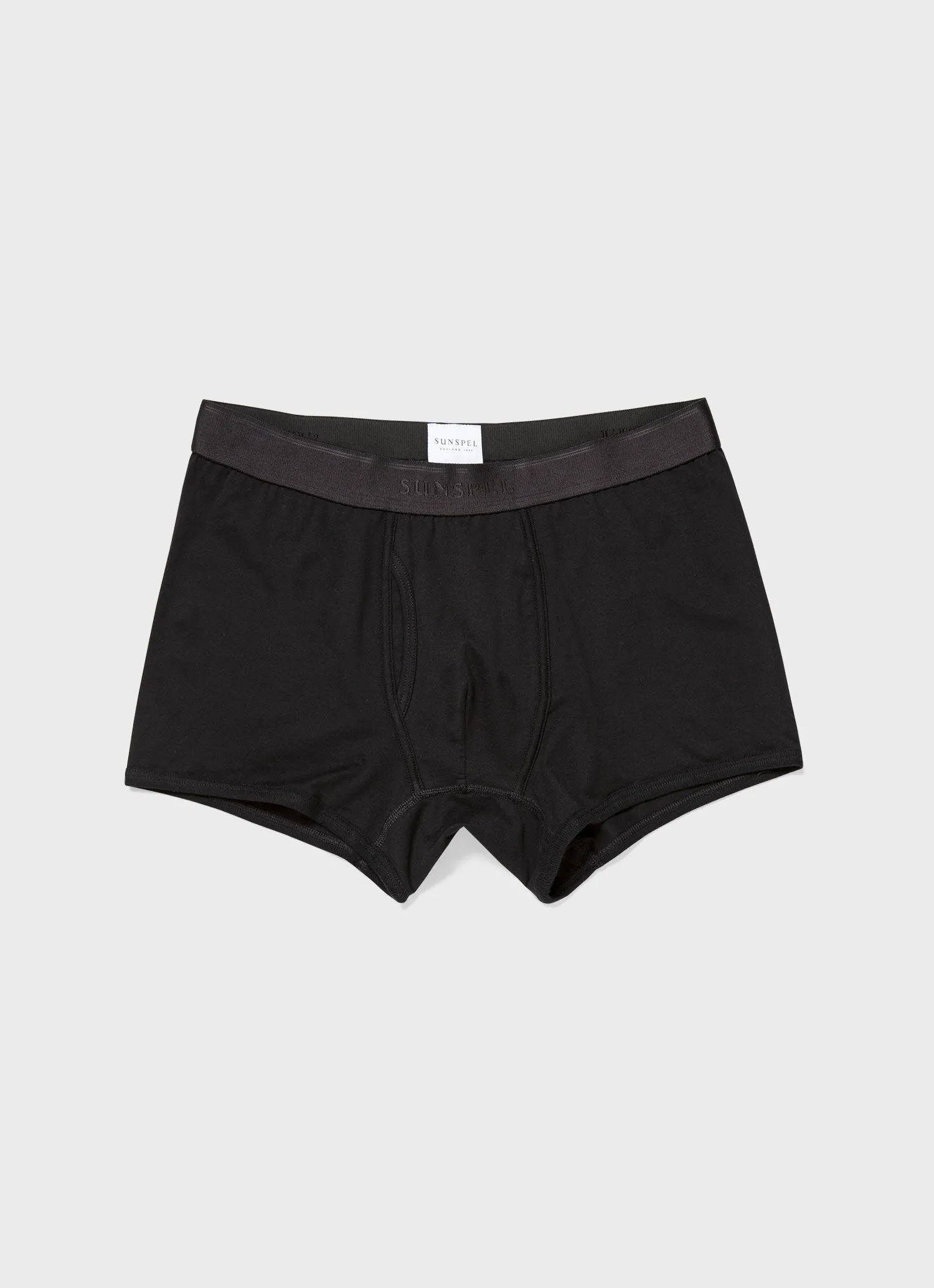 Men's Superfine Cotton Trunks in Black Sunspel
