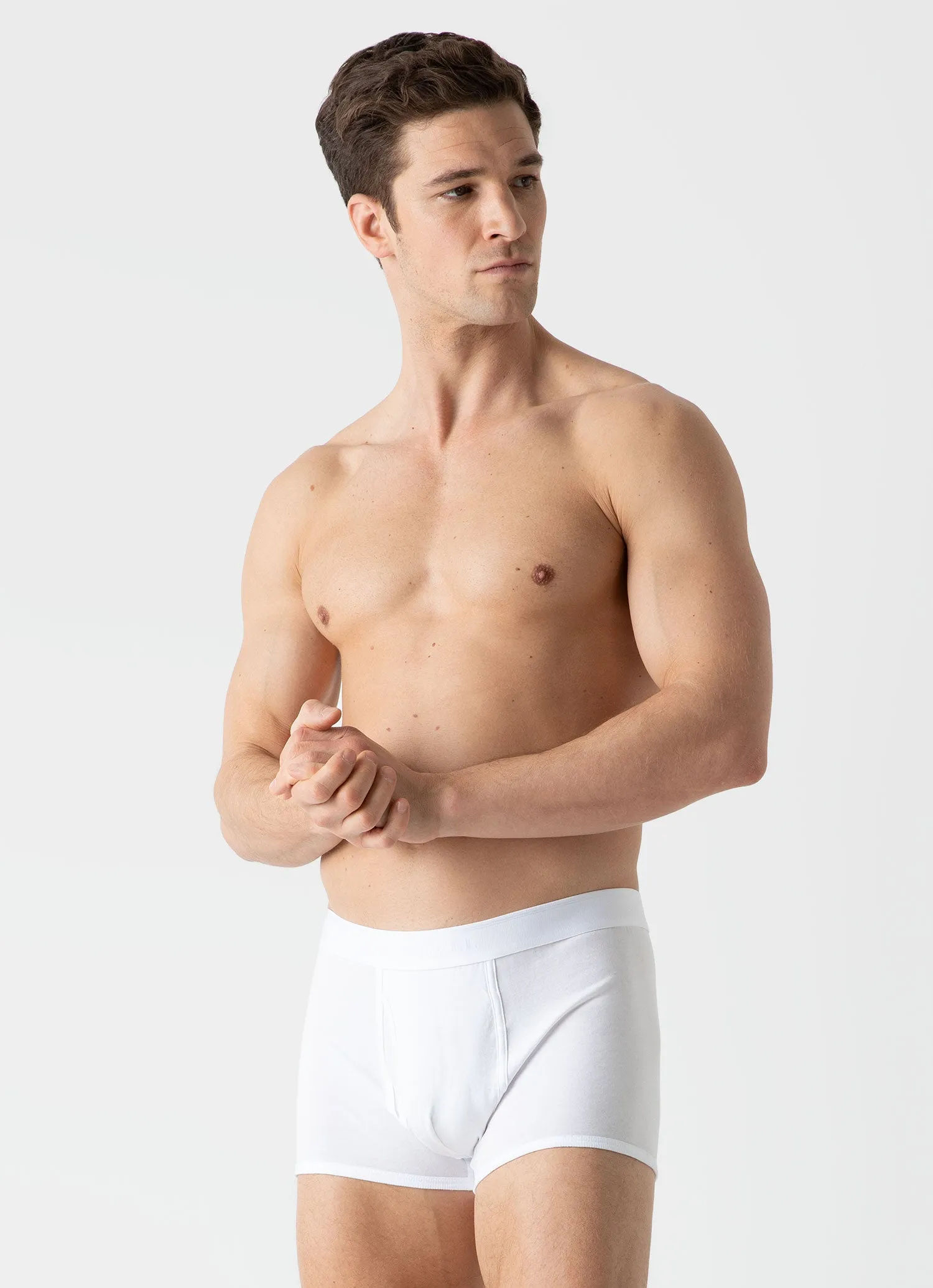 Men's Superfine Cotton Trunks in White Sunspel