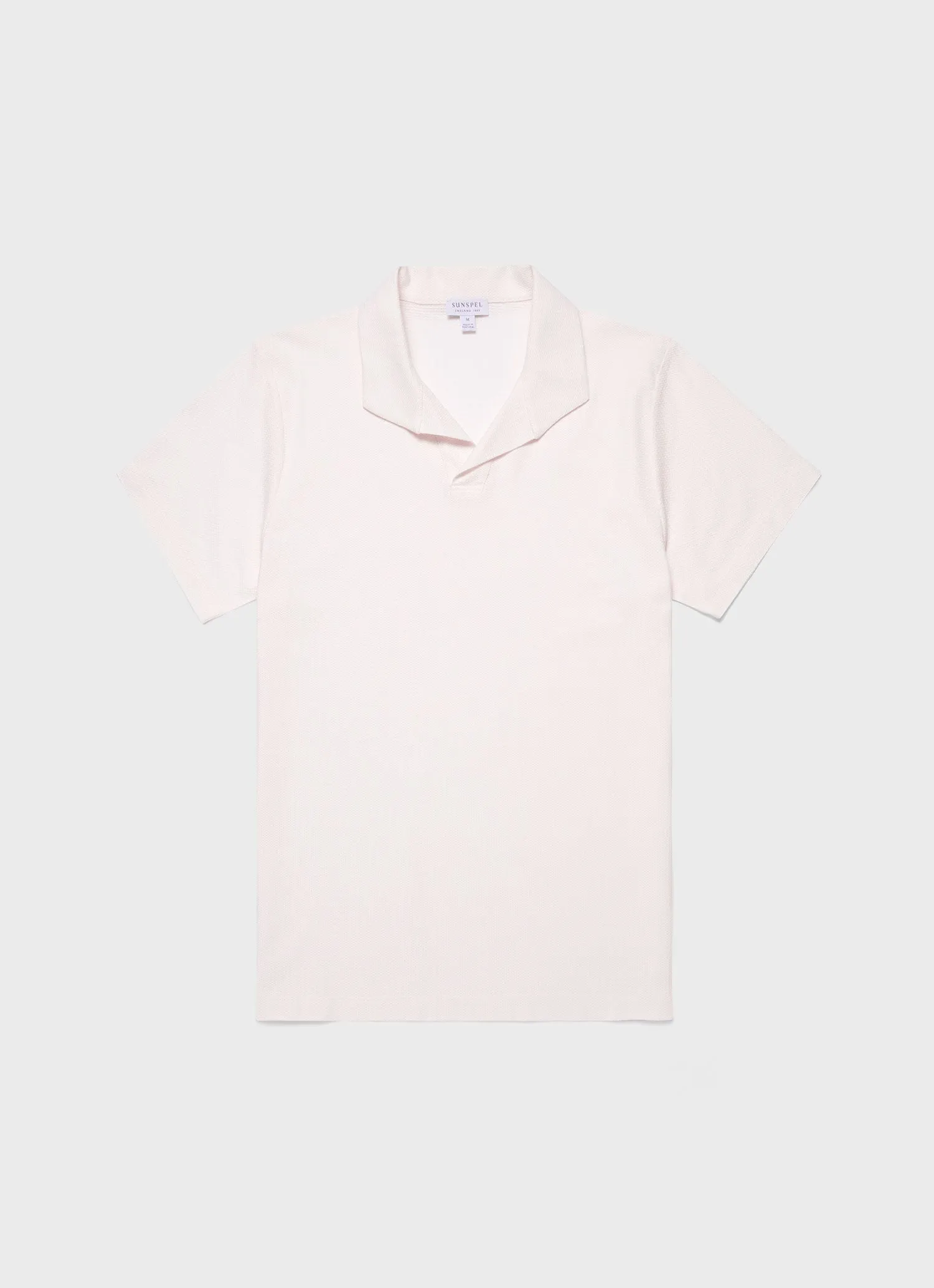 Men's Textured Jersey Polo Shirt in Ecru Sunspel