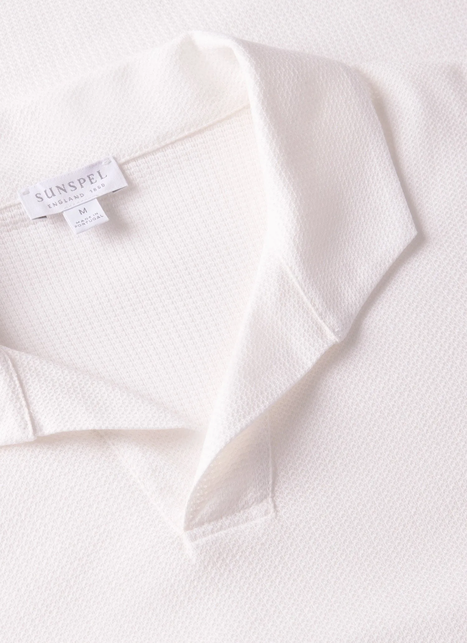 Men's Textured Jersey Polo Shirt in Ecru Sunspel