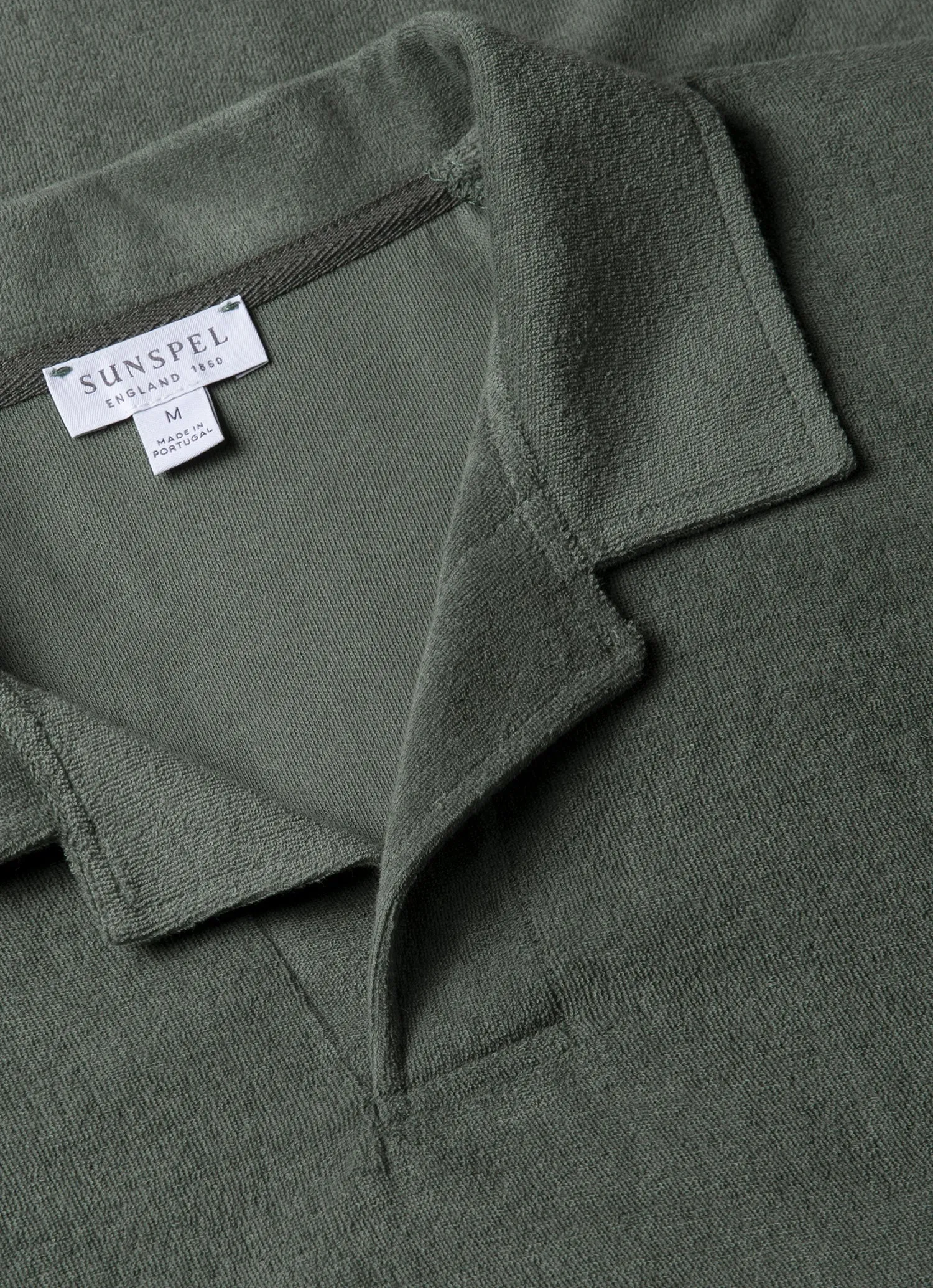 Men's Towelling Polo Shirt in Dusk Green Sunspel